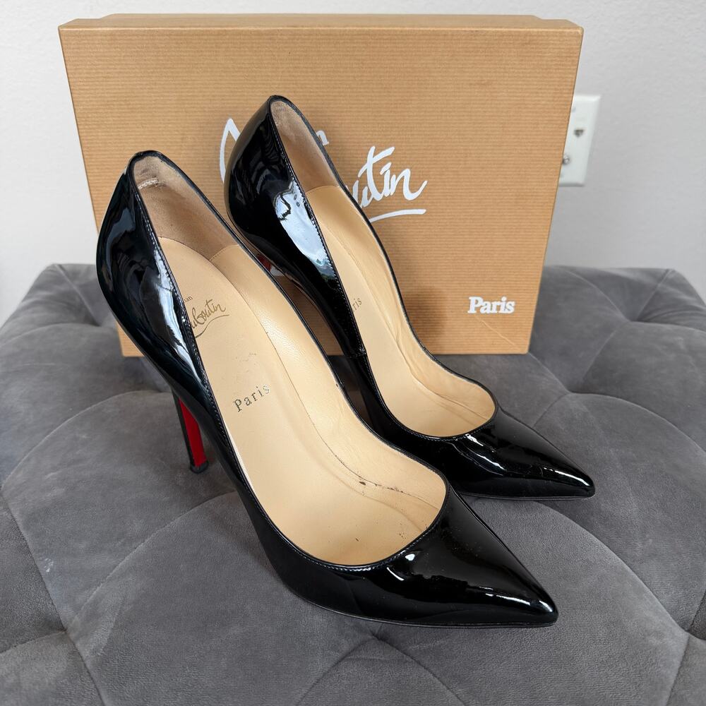 Christian Louboutin Pigalle 120 Black Patent Pumps Size 40.5 - Picture 2 of 16